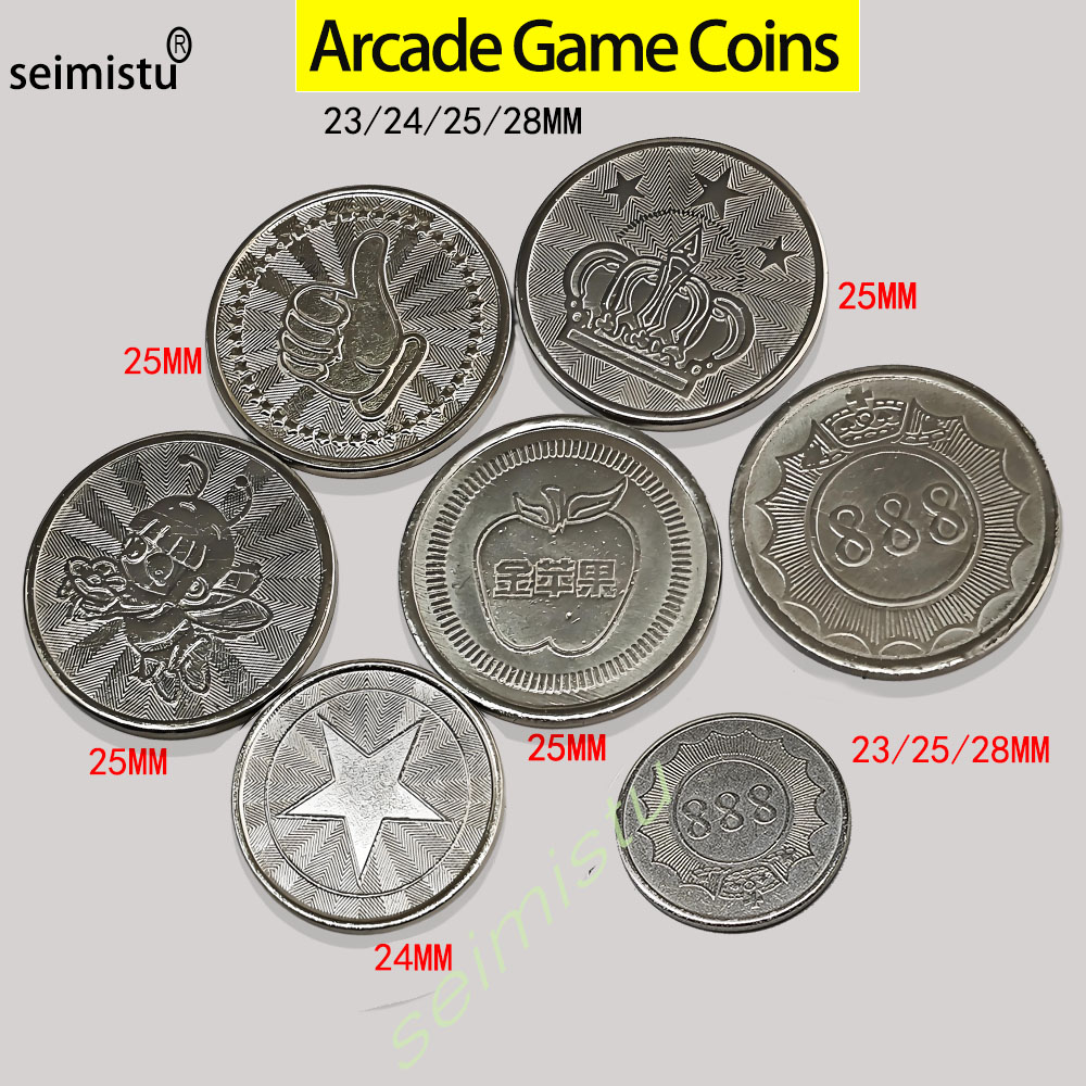 Arcade Game Vending Machine - 100個 ステンレス製 23/24/25mm トークン クラウンデザイン アーケードコイン