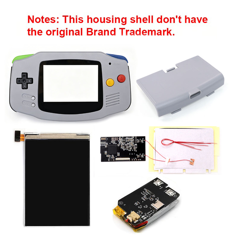 Lcd Screen Arcade - Hispeedido V2 IPS液晶ディスプレイ、はんだ付け不要、3.2インチ、USB-C充電式、バックライト付き、ゲームボーイアドバンス（GBA）用MOD。